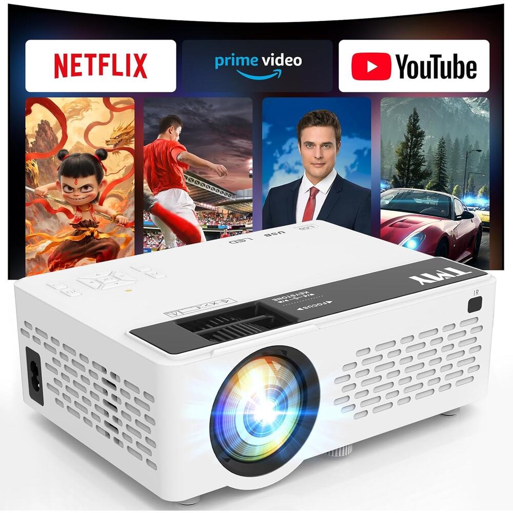 TMY 1080P HD Mini Projector, Bluetooth Smartphone PC/HDMI/USB, Indoor & Outdoor